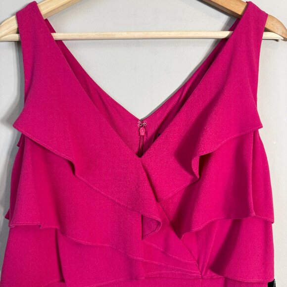 Adrianna Papell Ruffle Crepe Maxi Gown Women's 10 Pink Formal Dress Party NWT - Picture 6 of 16